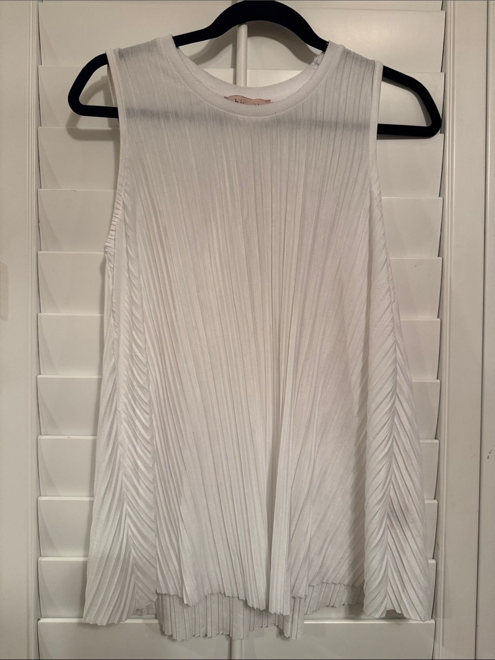 Philosophy White Pleated Tank Top